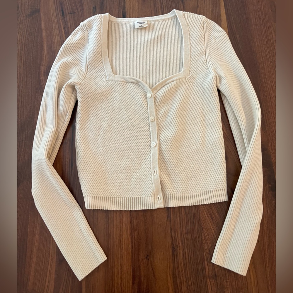 Abercrombie & Fitch Cream Square-neck Sweater- Small